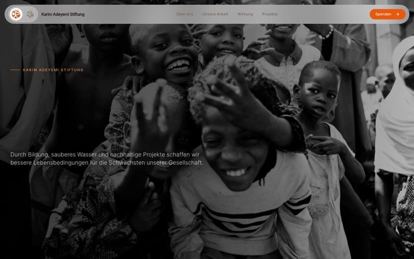 Startseite der Website der Karim Adeyemi Stiftung